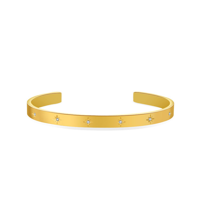 Classic Crystal Bangle Bracelet | 18K Gold Plated 316L Stainless Steel | Wholesale OEM