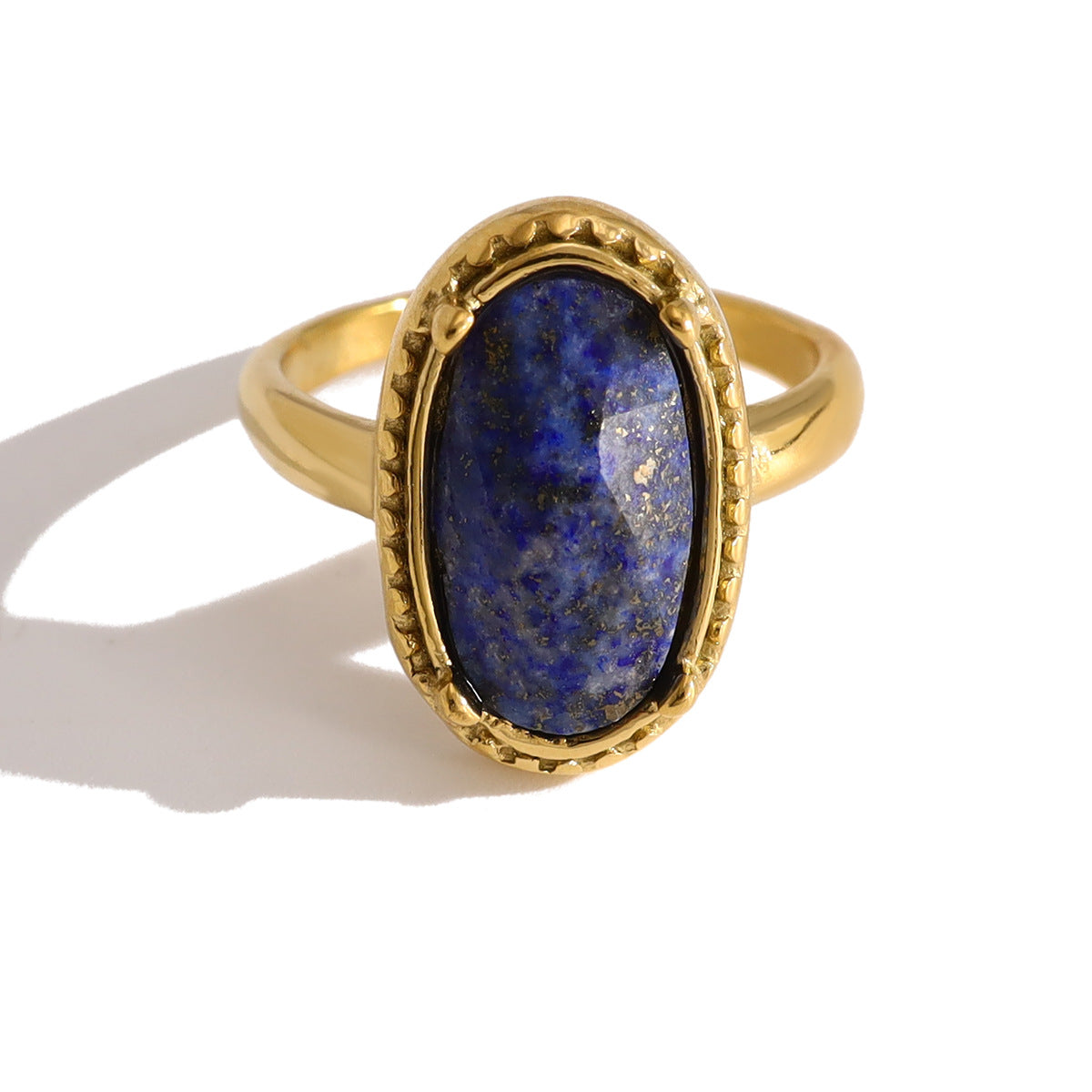 Oval Lapis Lazuli Vintage Ring | 18K Gold Plated 316L Stainless Steel | Adjustable Wholesale