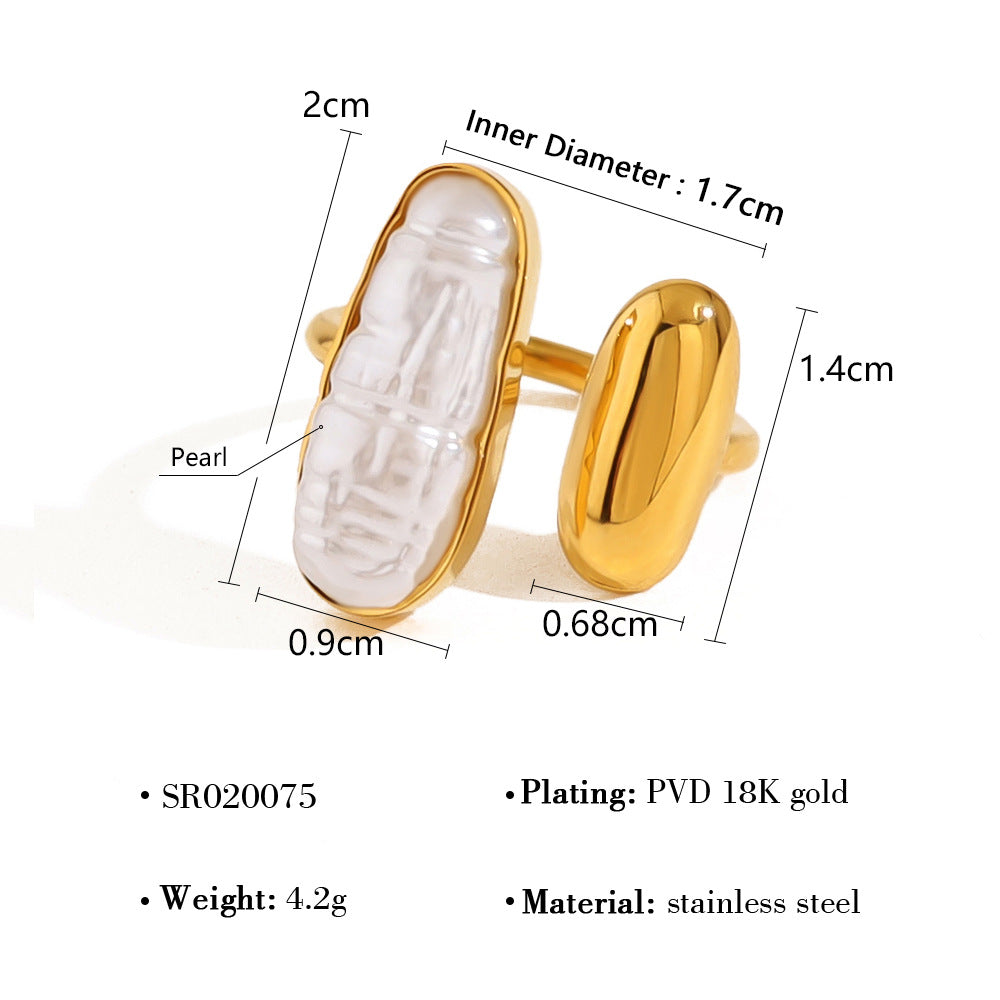 Baroque Pearl Minimalist Stackable Ring | 18K Gold Plated 316L Stainless Steel | Wholesale OEM