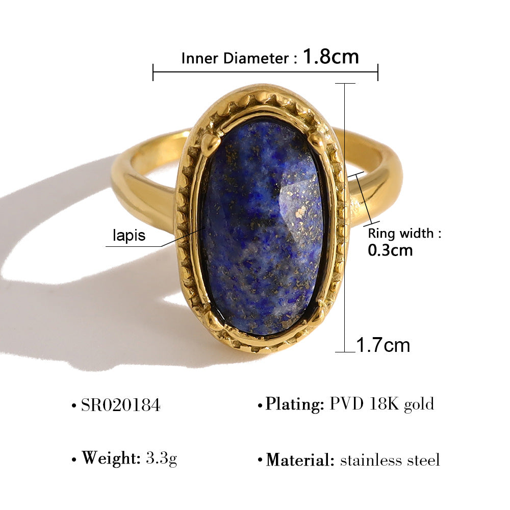 Oval Lapis Lazuli Vintage Ring | 18K Gold Plated 316L Stainless Steel | Adjustable Wholesale