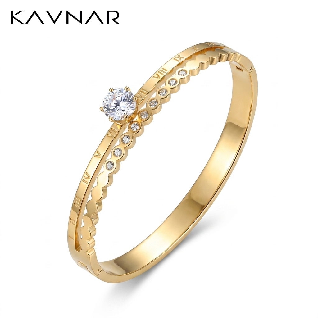 304L Stainless Steel 14K Gold Plated Bangle